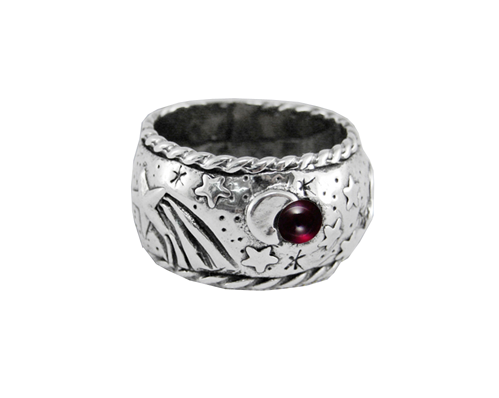 Sterling Silver Memories of a Starry Night Ring With Garnet Size 9